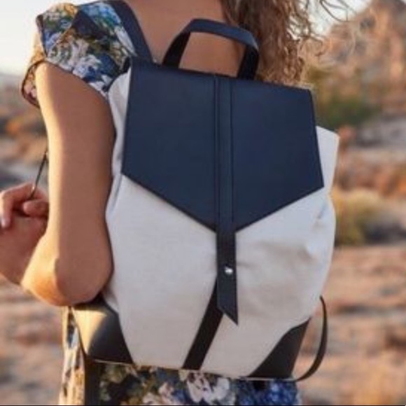 Deux‎ Lux Demi Faux Leather Canvas Mini Backpack - Picture 1 of 5
